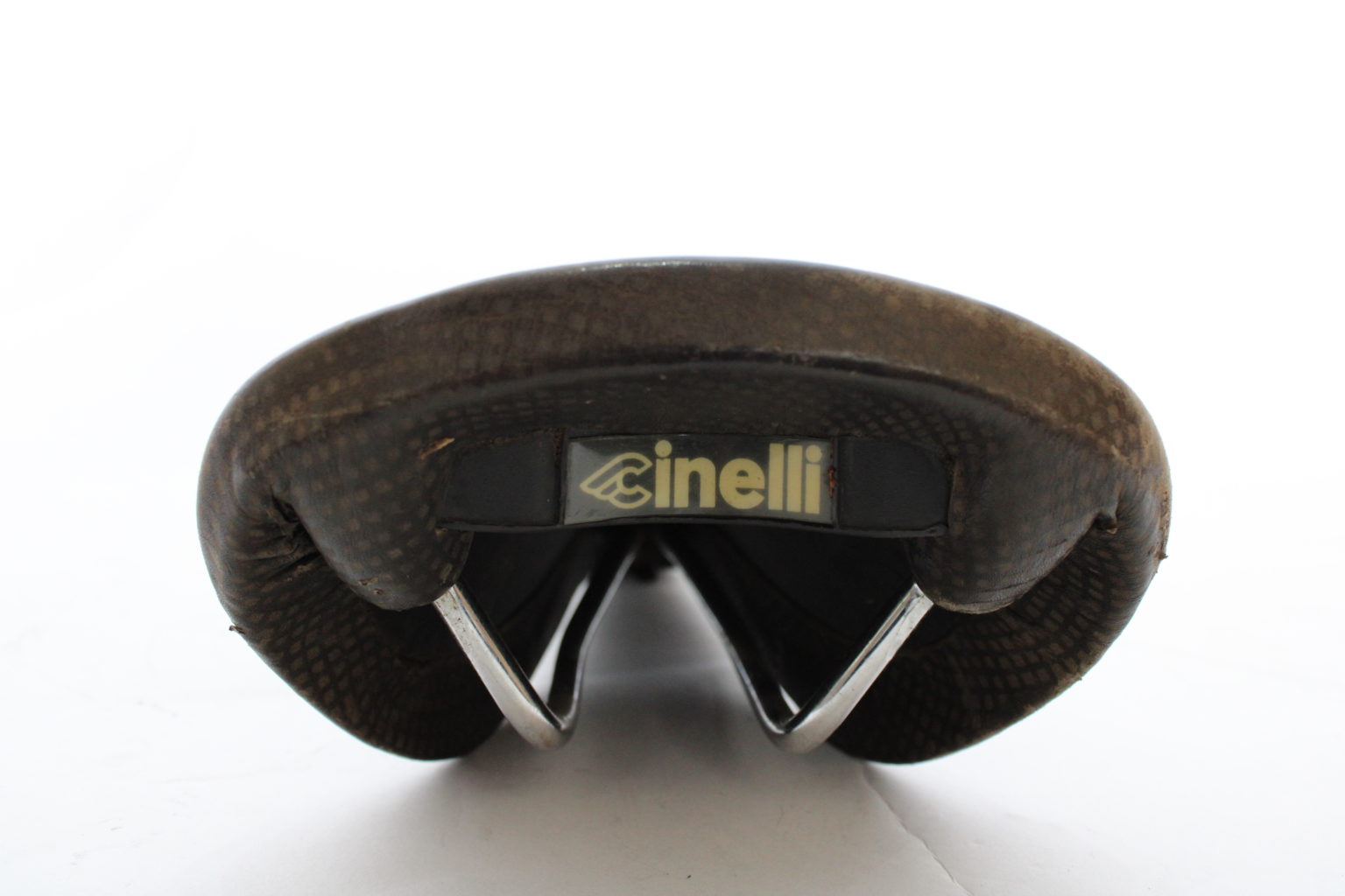 Selle Vélo Route Vintage Cinelli Volare SLX – Cuir Noir – Fabriquée En Italie – étiquette Arrière